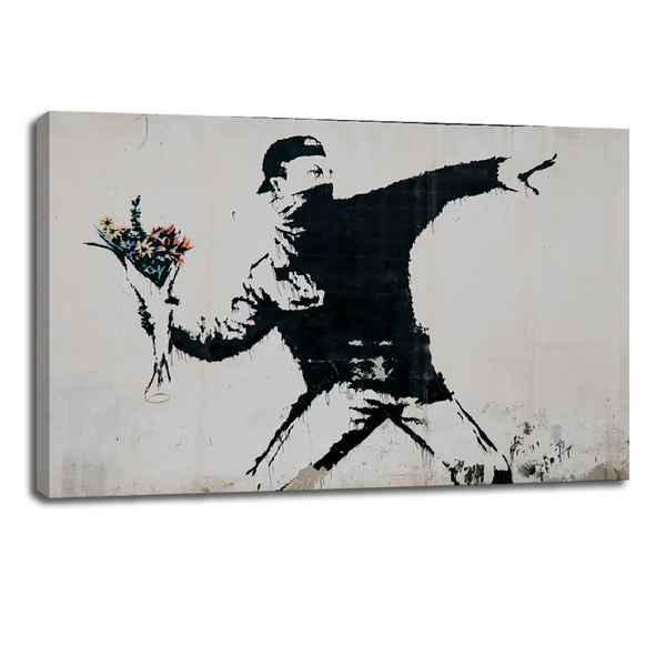 Banksy Flower Thrower – Urban Street Art Canvas Print