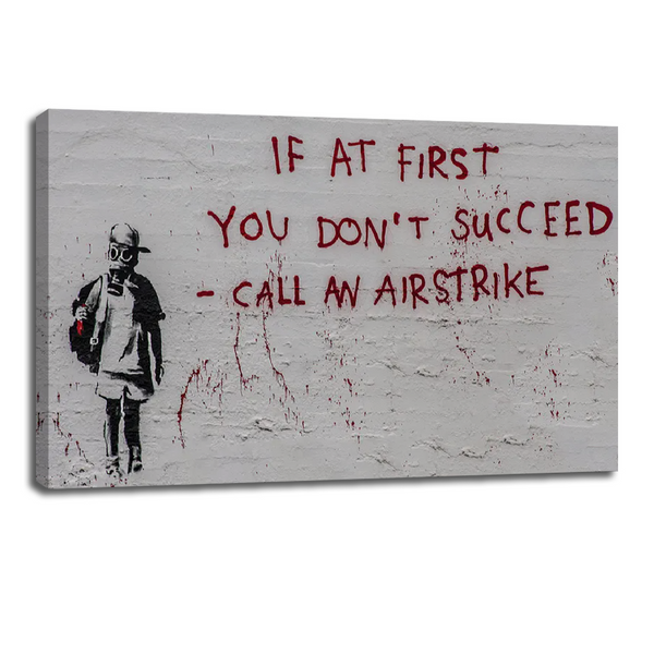 Banksy Airstrike Graffiti - Thought-Provoking Canvas Wall Art