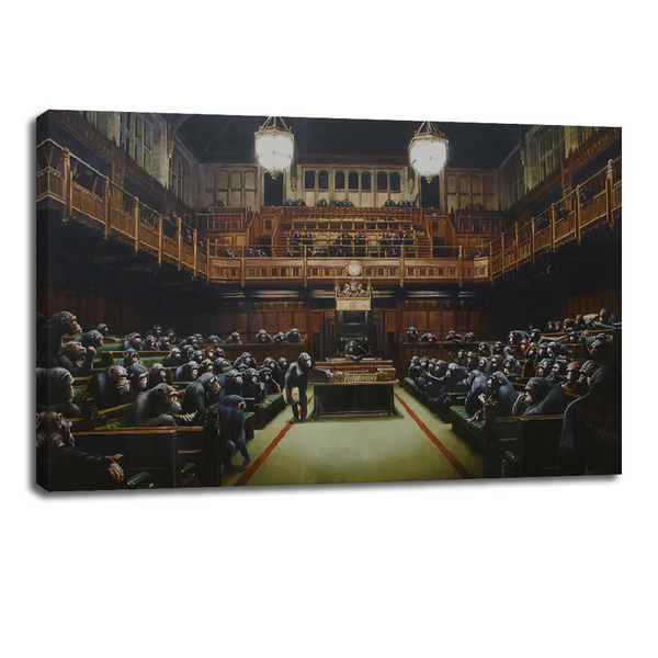 Banksy Devolved Parliament Canvas - Iconic Political Satire Art