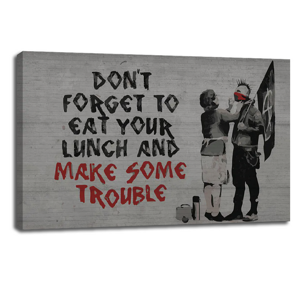 Banksy Lunch & Trouble Canvas - Bold Street Art Wall Decor