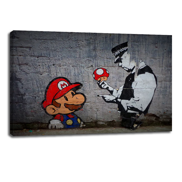 Banksy Mario Graffiti Art - Unique Pop Culture Street Wall Canvas