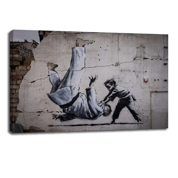 Banksy Martial Arts Wall Art - Empowering Street Canvas