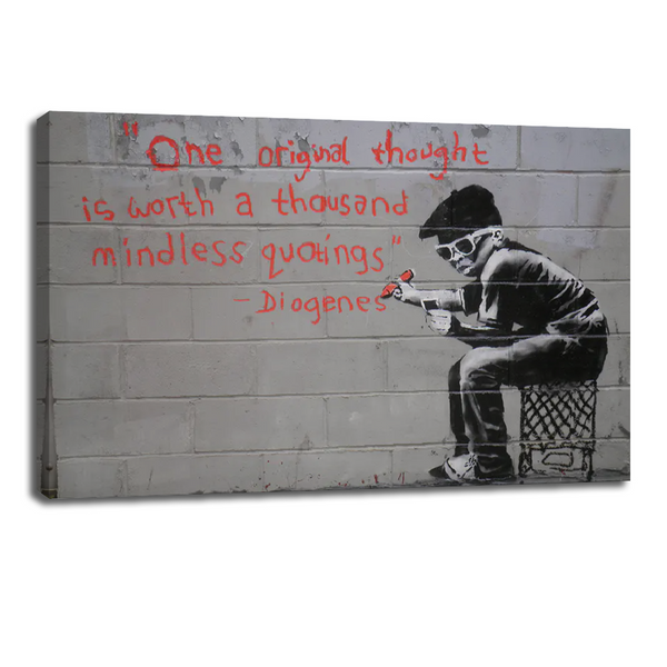 Banksy Original Thought Canvas - Inspiring Urban Art Wall Decor