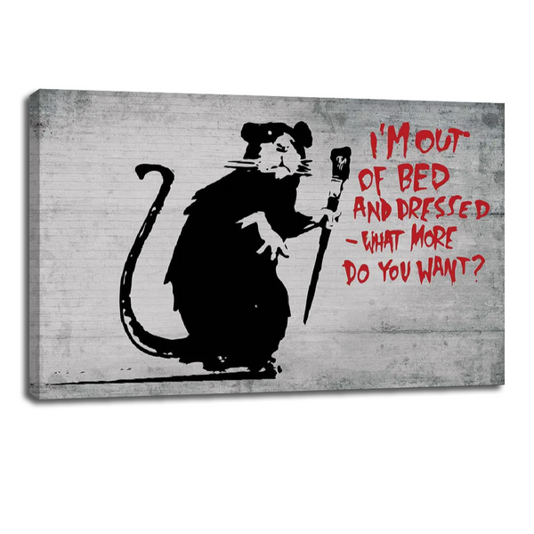 Banksy Out of Bed Rat Canvas - Quirky and Humorous Wall Art