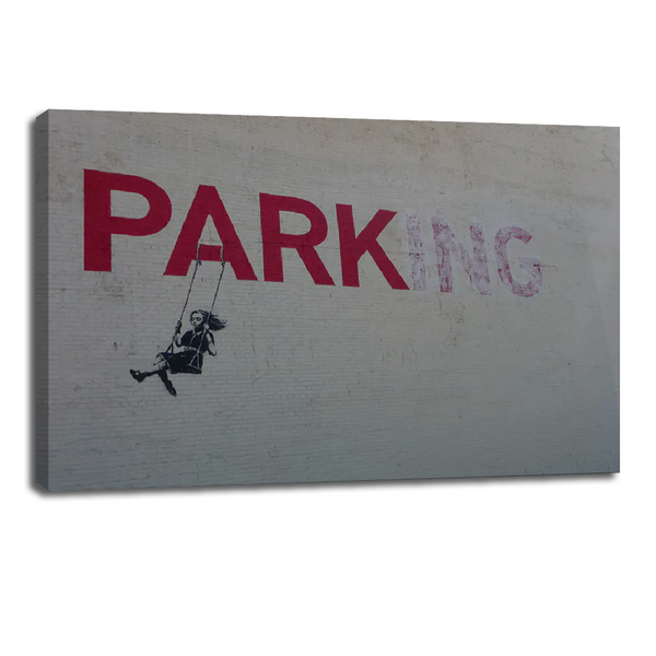 Banksy Swing Girl Canvas - Whimsical Urban Graffiti Wall Art