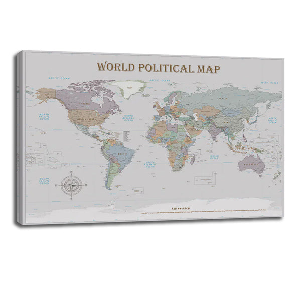 World Political Map Canvas - Classic Wall Art