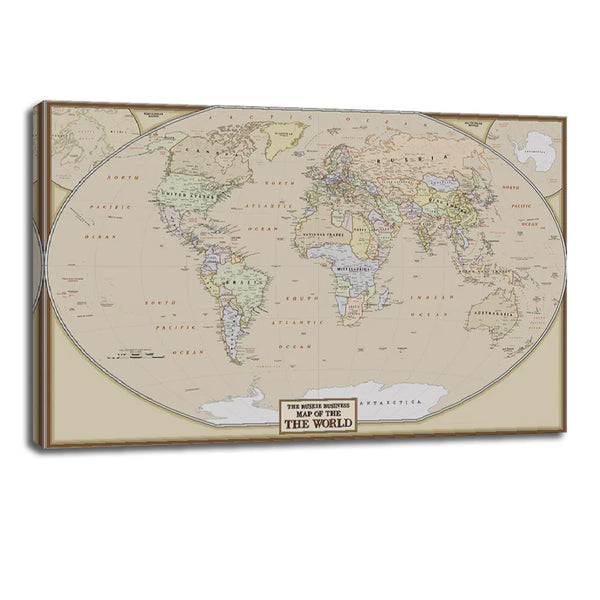 HD Elegant World Map Canvas - Ruskie Business Style