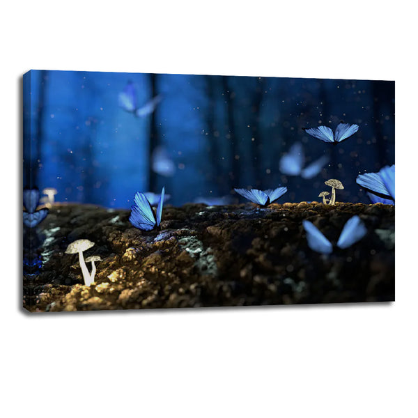 Enchanted Forest Canvas – Glowing Mushrooms & Butterflies Art