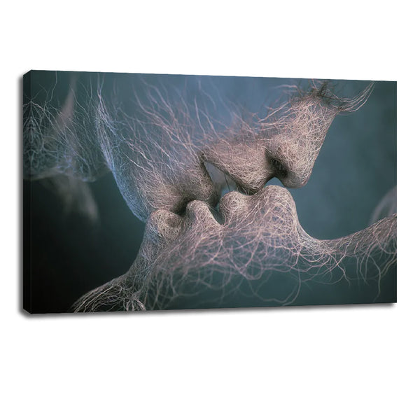 Ethereal Lovers' Kiss Canvas Art - Romantic Abstract Love Décor