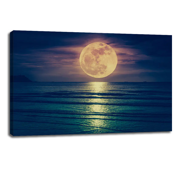 Moonlit Ocean Canvas Print - Serene Night Wall Art for Home Décor