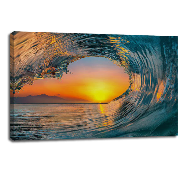 Sunset Wave Canvas Print - Ocean Wall Art for Home & Office Décor