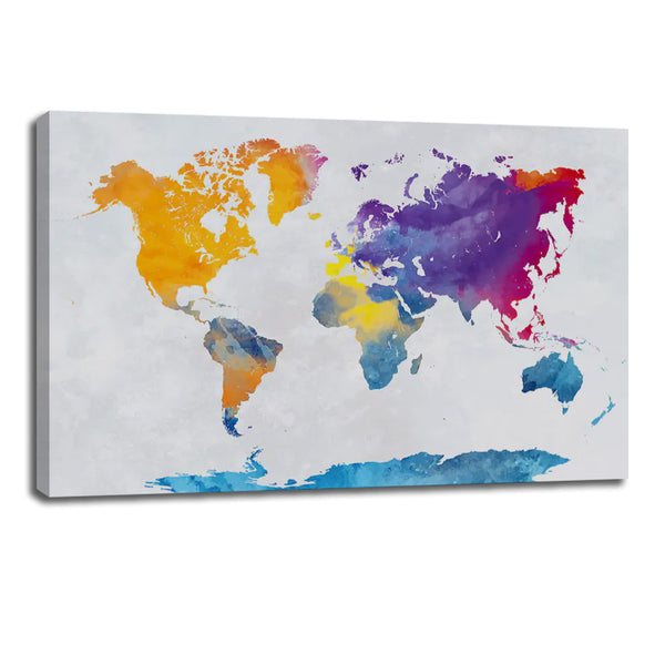 Vibrant Watercolor World Map - Artistic Global Wall Art