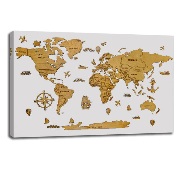 Wooden World Map Wall Art - Rustic Travel-Inspired Decor